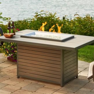 Outdoor Greatroom Brooks Rectangular Gas Fire Pit Table in Chat Height- BRK-1224-19-B