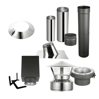 AllFuel HST 6-Inch Cathedral Ceiling With Single Wall Black Pipe Wood Stove Chimney Kit - BS-CCSBKIT6