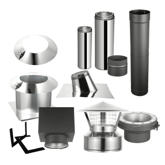 AllFuel HST 6-Inch Through The Wall With Single Wall Black Pipe Wood Stove Chimney Kit - BS-TEESBKIT-6