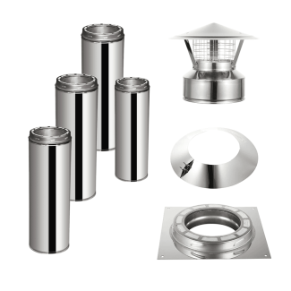 AllFuel HST 6-Inch x 15FT Built-In Wood Fireplace Chimney Kit - BS-KIT-6-15