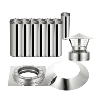 AllFuel HST 6-Inch x 25FT Built-In Wood Fireplace Chimney Kit - BS-KIT-6-25