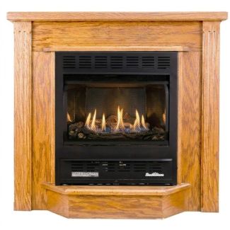 Buck Stove 1110 Vent Free Gas Fireplace with Dark Oak Deluxe for Propane