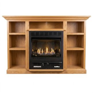 Buck Stove 1110 Vent Free Gas Fireplace with Light Oak Prestige Bookcase for Natural Gas