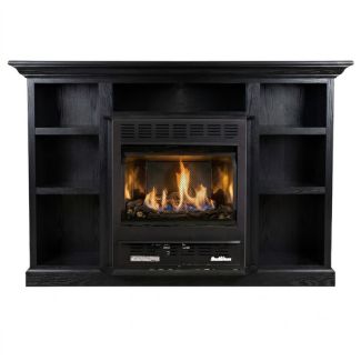Buck Stove 1127 Vent Free Gas Fireplace with Black Prestige Bookcase for Propane