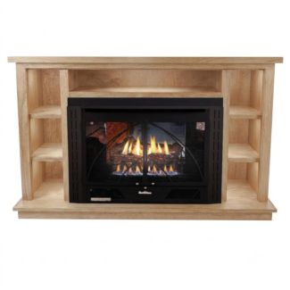 Buck Stove 34 Contemporary Vent Free Gas Fireplace with Light Oak Prestige Bookcase for Propane