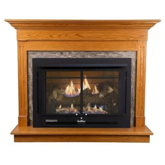 Buck Stove 34 Manhattan Vent Free Gas Fireplace with Dark Oak Classic for Propane
