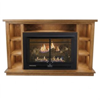 Buck Stove 34 Manhattan Vent Free Gas Fireplace with Dark Oak Prestige Bookcase for Propane