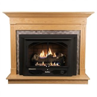 Buck Stove 384 Vent Free Gas Fireplace with Light Oak Classic for Natural Gas