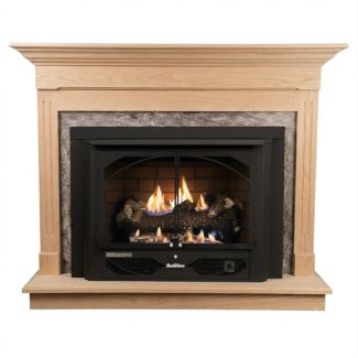 Buck Stove 384 Vent Free Gas Fireplace with Unfinished Oak Classic for Natural Gas