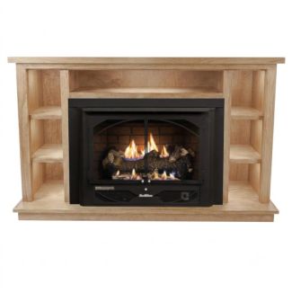 Buck Stove 384 Vent Free Gas Fireplace with Light Oak Prestige Bookcase for Natural Gas