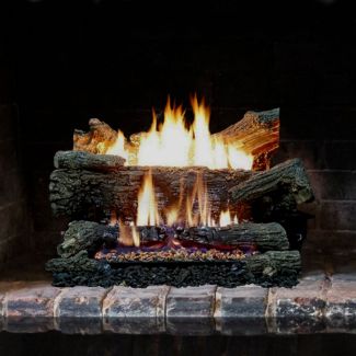 Buck Stove 24" Ember Vision Oak Series 100 Ventless Gas Log Set with Remote Control - GL EV100