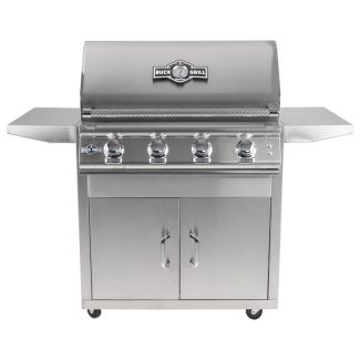 Buck Grill 32" 4 Burner Freestanding 304 Stainless Steel Gas Grill with Portable Cart Lights & Cart for Natural Gas - BG 32BUCKGRILL-NG