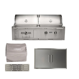 Coyote 50-Inch Hybrid Gas and Charcoal Built-In Gas Grill W/Outdoor Kitchen Package Options- C3HY50-BI-PKG1