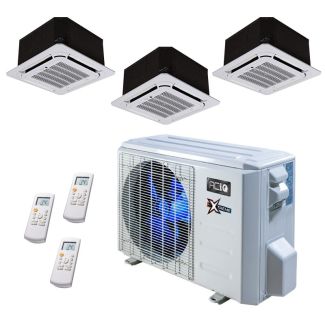 27,000 BTU 23 SEER2 ACiQ  3-Zone Ceiling Cassette Mini Split System w/ Extreme Heat - 9+9+9 - ACIQ-27Z-HH-M3B / 3-ACIQ-09CC-HH-MB