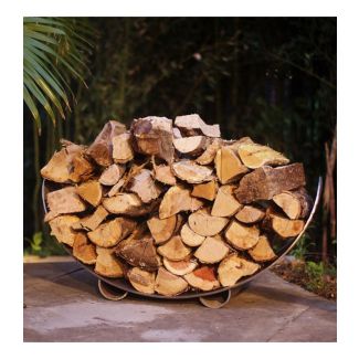Fire Pit Art Crescent Log Rack Stainless Steel