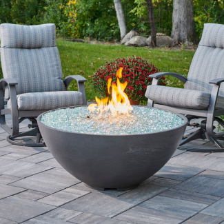 Outdoor Greatroom Cove Edge 42" Round Gas Fire Bowl in Midnight Mist - CV-30EMM-B