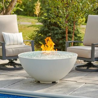 Outdoor Greatroom Cove Edge 42" Round Gas Fire Bowl in White - CV-30EWHT-B