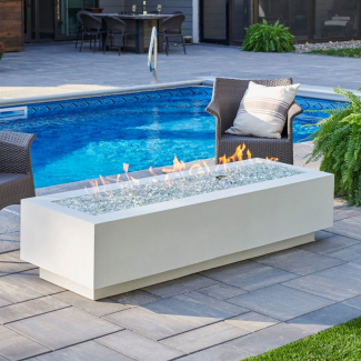 Outdoor Greatroom Cove 72" Linear Gas Fire Pit Table in White - CV-72WT-B