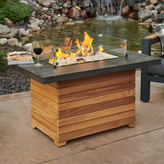 Outdoor Greatroom Darien Rectangular Gas Fire Pit Table  - DAR-1224-EBG-B