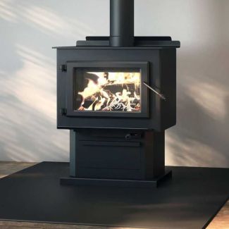 Englander Blue Ridge 300P Wood Stove with Black Door & Pedestal - Heats 2,100 Sq Ft - ESW0007