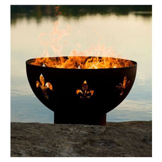 Fire Pit Art Wood Fire Pit- Fleur De Lis