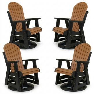 Outdoor Poly Furniture Set of 4 Fan Back Swivel Gliders by Infinity Living