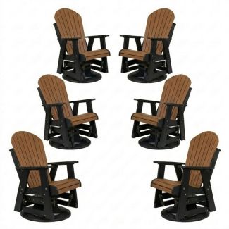 Outdoor Poly Furniture Set of 6 Fan Back Swivel Gliders by Infinity Living
