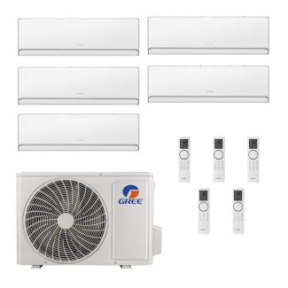 42,000 BTU Gree Sapphire 21 SEER2 Five Zone Wall Mount Mini Split Heat Pump System - R32 | 230V - 9 + 9 + 9 + 12 + 12