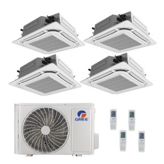 Gree All Match 30,000 BTU 21 SEER2 Quad Zone 360 Ceiling Cassette Mini Split Heat Pump System - R32 | 230V - 9 + 9 + 9 + 9 - MUL30HP230V1R32AO / 4-CAS09HP230V1R32AH