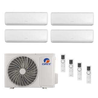 36,000 BTU Gree Livo 21 SEER2 Quad Zone Wall Mount Mini Split Heat Pump System - R32 | 230V - 9 + 12 + 12 + 12