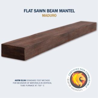 Flat Sawn Beam Non Combustible Mantel 72-Inch in Maduro Finish