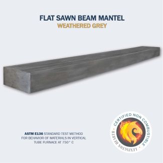 Flat Sawn Beam Non Combustible Mantel 72-Inch in Weathered Grey Finish