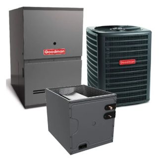 3.5 Ton 13.8 SEER2 80% AFUE 80,000 BTU Goodman Low NOx Gas Furnace and R32 Air Conditioner System - Upflow - GLXS3BN4210 / CAPTA4230D3 / GR9T800805DX