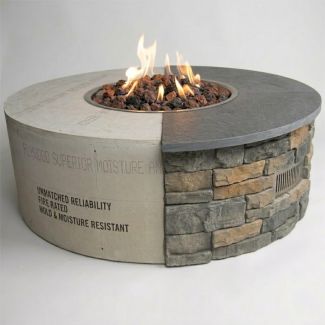 HPC Round 45" Ready To Finish Fire Pit Enclosure & 25" Round Burner Kit with Match Light Ignition & Standard Burner - U45R/MLFPK25CEK
