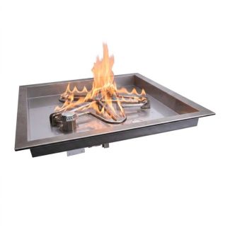 HPC 30-Inch Square Bowl Electronic Ignition Fire Pit Burner Kit- 30SSEI-SQBL-B