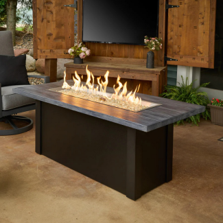 Outdoor Greatroom Havenwood 62" x 30" Linear Gas Fire Pit Table in Black with Carbon Grey Top - HWGB-1242-B