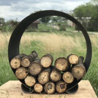 Fire Pit Art Orbital Round Steel Log Rack