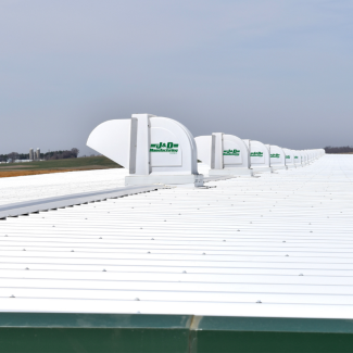 J&D 24 Inch Direct Drive Ridge Fan with 230/460V 1 HP 3 Phase 8-Ply Poly Shutter and Weather Hood
