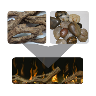 Dimplex Driftwood and River Rock Ember Bed - Accessory for 74" Ignite XL and Evolve Linear Fireplace