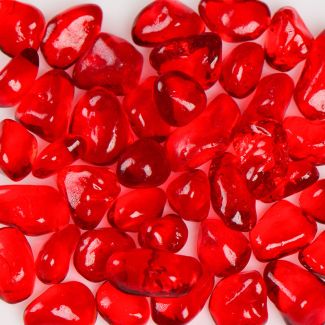 American Specialty Glass - Jelly Bean Fire Glass - Strawberry - 3/8 Inch to 1/2 Inch