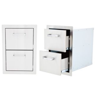 Lion 15" Stainless Steel Double Storage Drawer - L2374