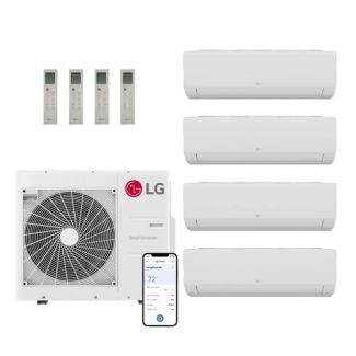 LG 30,000 BTU Multi F 22 SEER2 4 Zone Wall Mounted Mini Split Heat Pump System - R32 | 230V - 7 + 7 + 9 + 9 - KUMXB301A / 2-KNMAB071A / 2-KNUAB091A