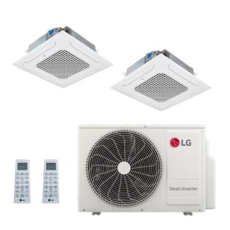 LG 24,000 BTU 2 Zone Ceiling Cassette Mini Split System - KUMXB241A / KNMDB071A / KNUDB121A