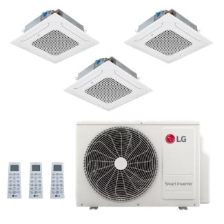LG 30,000 BTU 3 Zone Ceiling Cassette Mini Split System - KUMXB301A / 2-KNMDB071A / KNUDB181A