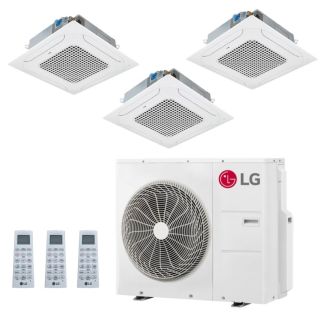 LG 30,000 BTU 3 Zone Ceiling Cassette Mini Split System - KUMXA301A / KNMDB071A / KNUDB091A / KNUDB121A
