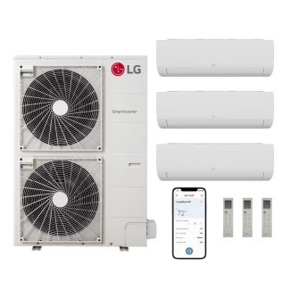 LG 30000 BTU Multi F 20 SEER2 Tri Zone Wall Mount Mini Split Heat Pump System - R32 | 230V - 18 + 9 + 7
