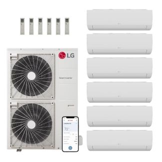 LG 48000 BTU Multi F 20.5 SEER2 6 Zone Wall Mount Mini Split Heat Pump System - R32 | 230V - 7 + 7 + 9 + 9 + 9 + 9