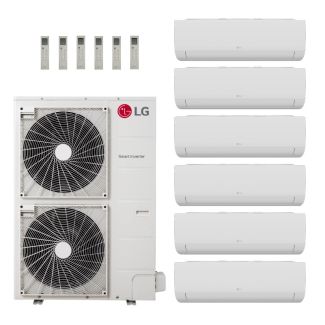 LG 54,000 BTU Multi F 20.6 SEER2 6 Zone Wall Mounted Mini Split Heat Pump System - R32 | 230V - 9 + 9 + 12 + 12 + 12 + 12
