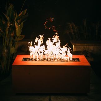 Fire Pit Art 36" Linear Artisan Carbon Steel Gas Fire Pit With Stainless Steel Burner Kit