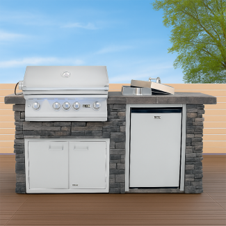 Lion 7ft Outdoor BBQ Kitchen Island & Grill with Customizable Features - Sensational Q